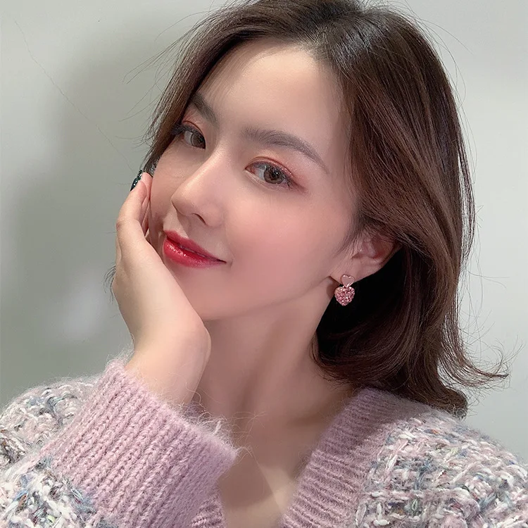 SJDI-305 New Arrival Pink Peach Heart Earrings Heart Crystal Women Classic Stud Earrings Fashion Jewelry Womens Accessories
SJDI-305 New Arrival Pink Peach Heart Earrings Heart Crystal Women Classic Stud Earrings Fashion Jewelry Womens Accessories