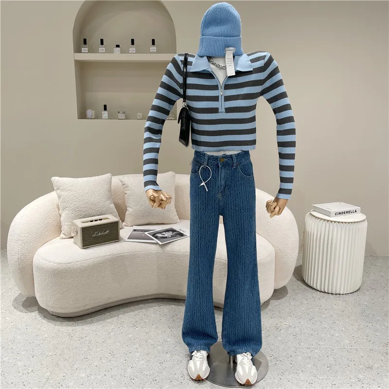 Women's Spring 2021 Fashion High waist drop floor pants loose and thin wide leg pants texture jeans 
Women's Spring 2021 Fashion High waist drop floor pants loose and thin wide leg pants texture jeans