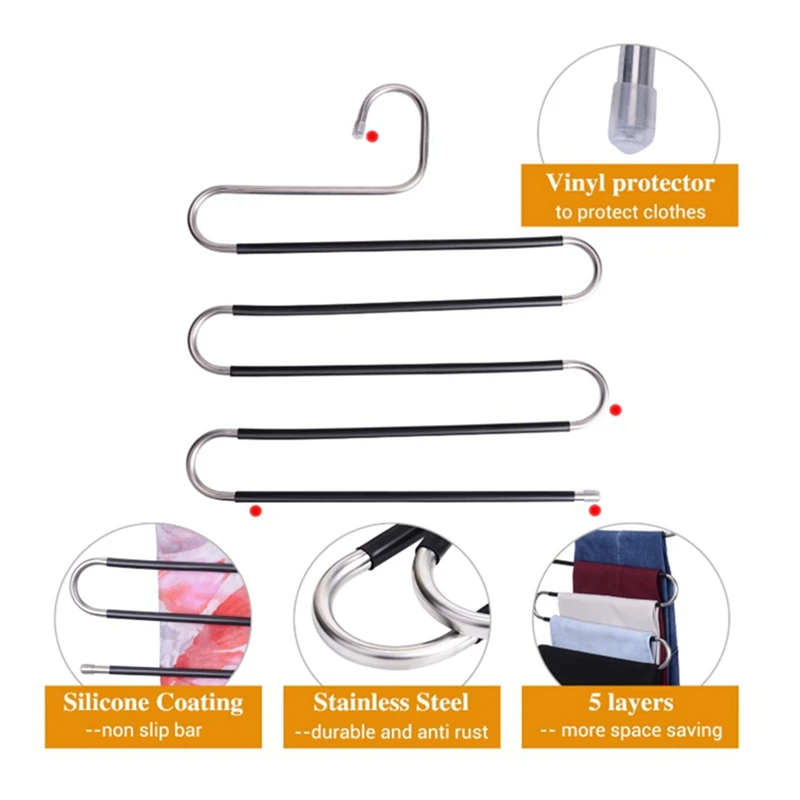 4Pack Non Slip Pants Hangers-S-Shaped-5 Layers-5 Levels Hangers & 1x Timer No Batteries Required (Carrot Shape)
4Pack Non Slip Pants Hangers-S-Shaped-5 Layers-5 Levels Hangers & 1x Timer No Batteries Required (Carrot Shape)