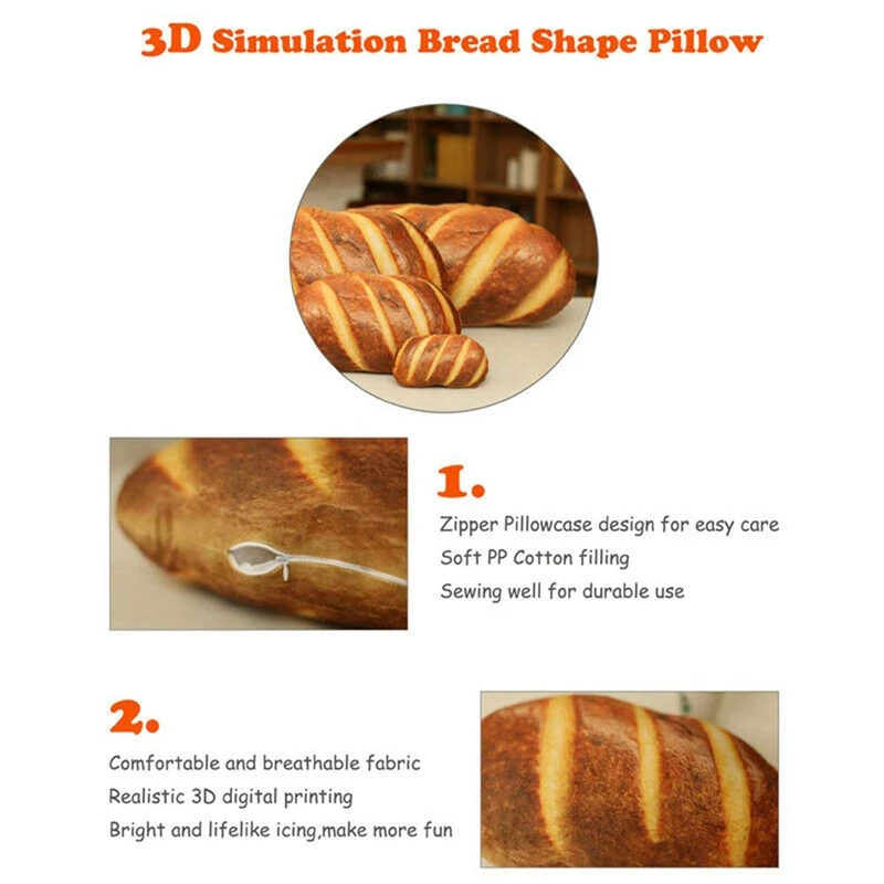 3D Simulation Bread Shape Pillow Soft Lumbar Back Cushion Funny Food Plush Stuffed Toy for Home Decor
3D Simulation Bread Shape Pillow Soft Lumbar Back Cushion Funny Food Plush Stuffed Toy for Home Decor