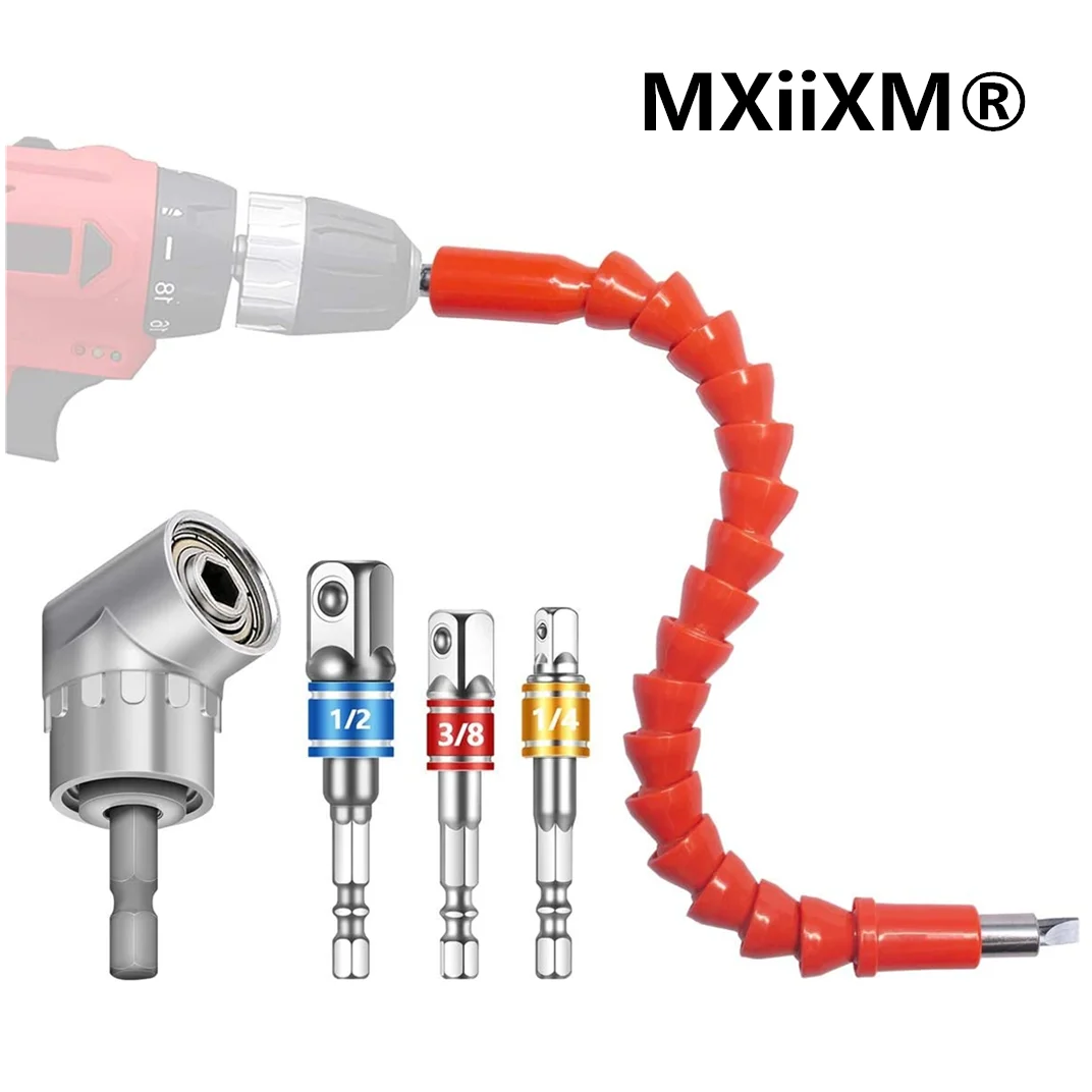 

MXiiXM Flexible Drill Bit Extension Set, 105° Right Angle Drill, Bendable Drill Bit Extension Drill Bit, Screwdriver Bit Kit