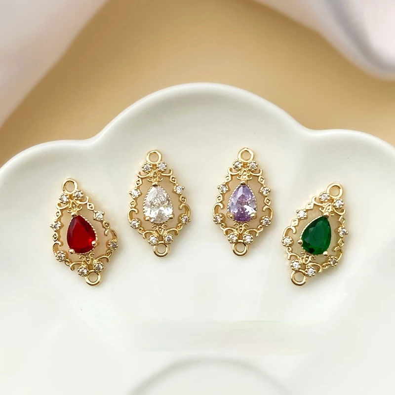 18K gold vintage high sense court drop-shaped double hanging connected DIY earring bracelet material 2pcs
18K gold vintage high sense court drop-shaped double hanging connected DIY earring bracelet material 2pcs