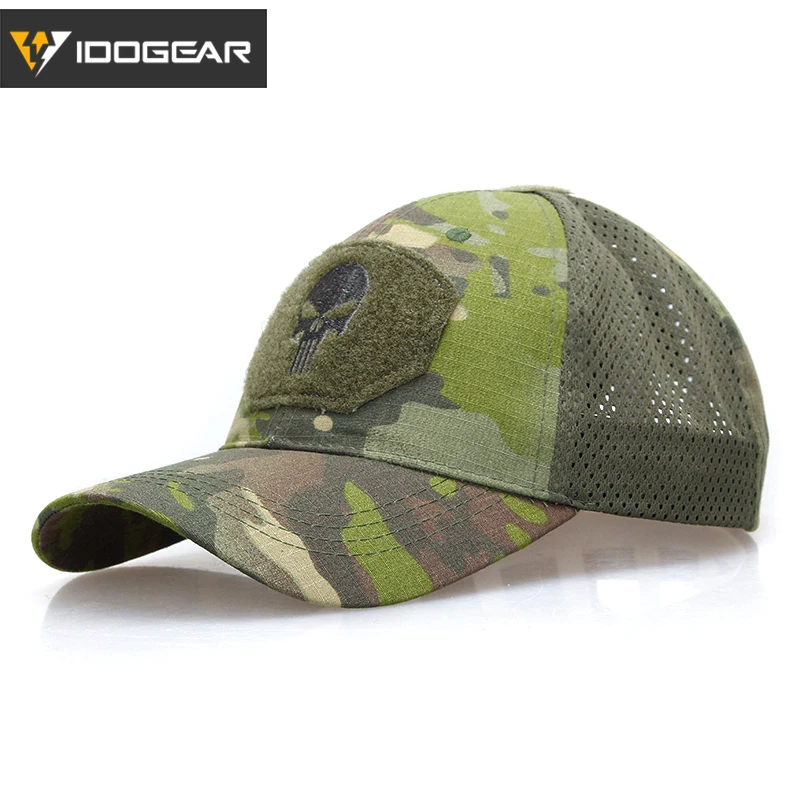 

IDOGEAR Skull Airsoft Baseball Cap Dad Hat Sun Hats Headwear Camo Military Hunting Sports Caps 3613