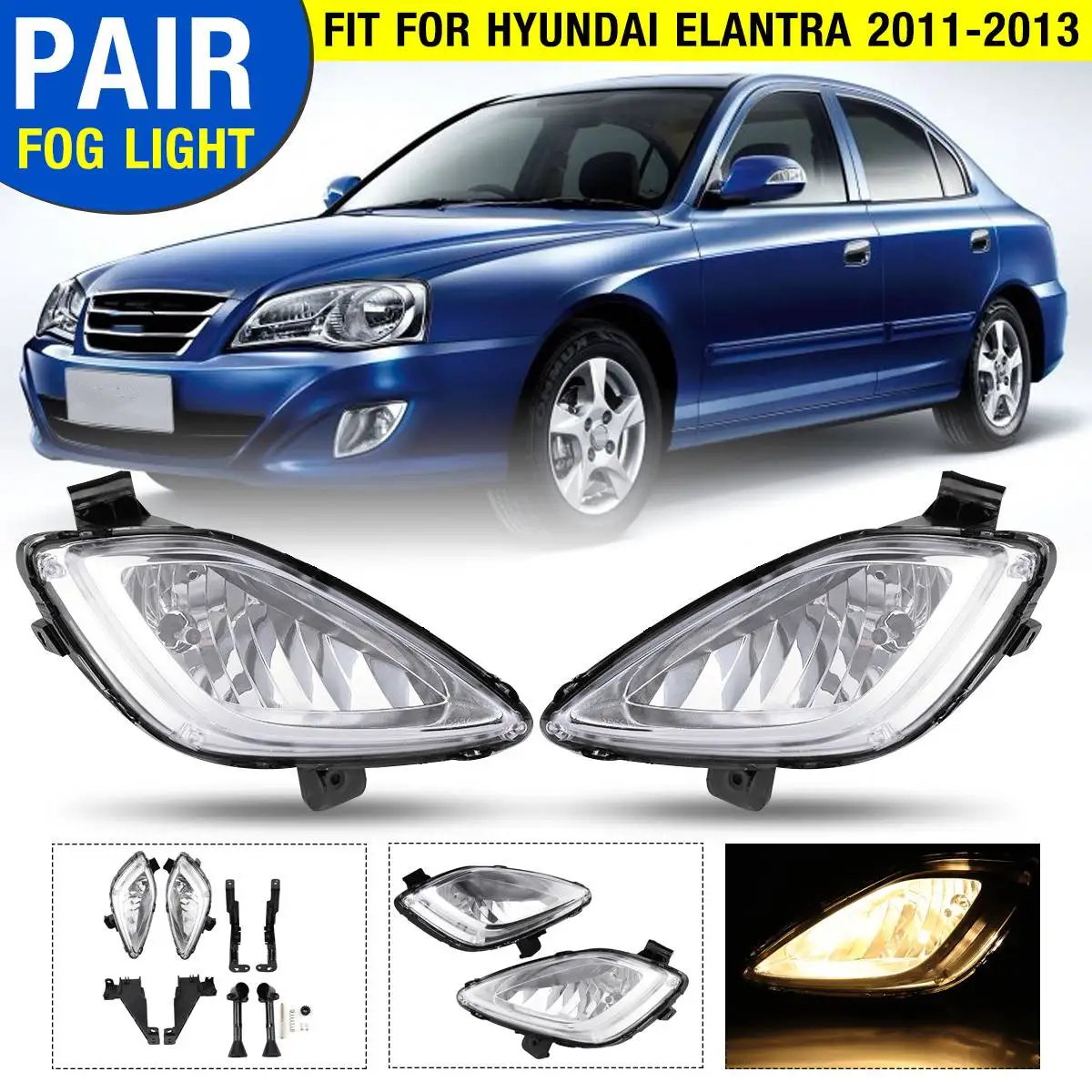 Pair Fog Light For Hyundai Elantra 2011-2013 Clear Front Bumper Fog Lights Lamps Left&Right Signal Lamp Assembly DC 12V
Pair Fog Light For Hyundai Elantra 2011-2013 Clear Front Bumper Fog Lights Lamps Left&Right Signal Lamp Assembly DC 12V