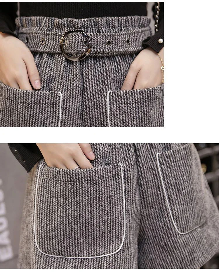 Fashion Woolen Shorts Women Autumn Winter High Waist Thicken Wide Leg Belted Short Pants with Pocket Boots Shorts Plus Size
Fashion Woolen Shorts Women Autumn Winter High Waist Thicken Wide Leg Belted Short Pants with Pocket Boots Shorts Plus Size