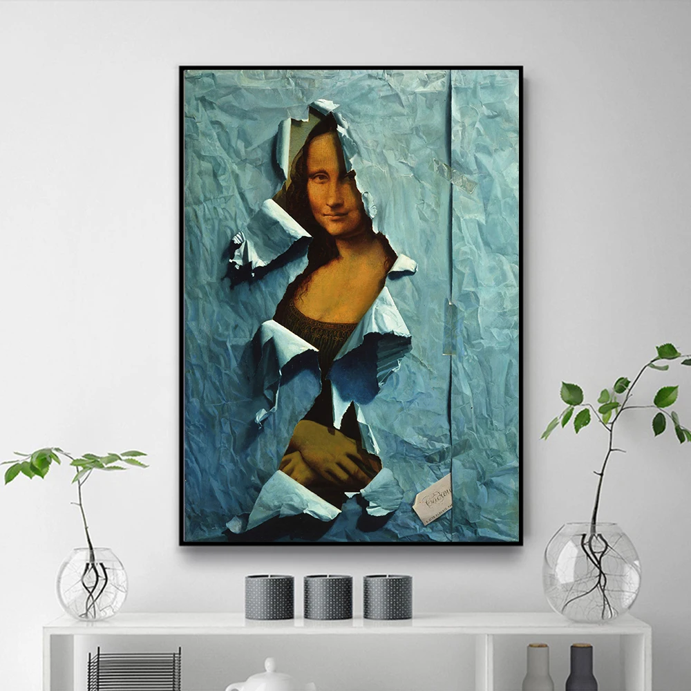 Canvas Painting Spoof The Famous Mona Lisa Covered By Blue Paper Posters and Prints Wall Art Picture Living Room Home Wall Decor
Canvas Painting Spoof The Famous Mona Lisa Covered By Blue Paper Posters and Prints Wall Art Picture Living Room Home Wall Decor