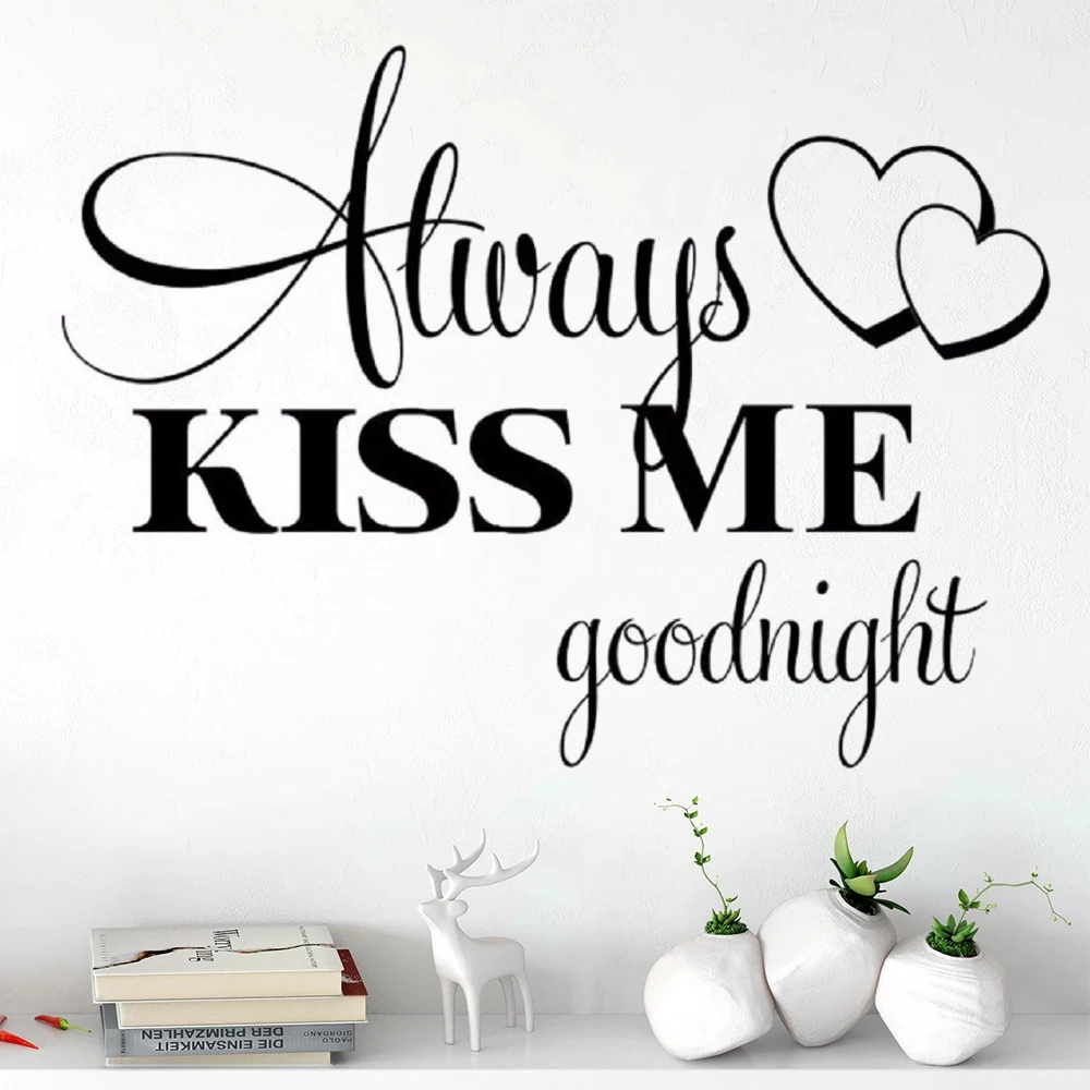 Always Kiss Me Goodnight Wall Decals Vinyl Lover Heart Romance Home Decor Bedroom Livingroom Poster Removable Stickers DW20766
Always Kiss Me Goodnight Wall Decals Vinyl Lover Heart Romance Home Decor Bedroom Livingroom Poster Removable Stickers DW20766
