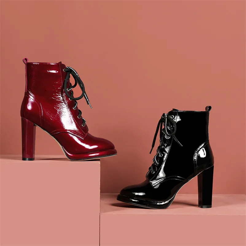 Meotina Genuine Leather Platform Super High Heel Ankle Boots Women Shoes Cross Tied Buckle Thick Heels Lady Short Boots Wine Red
Meotina Genuine Leather Platform Super High Heel Ankle Boots Women Shoes Cross Tied Buckle Thick Heels Lady Short Boots Wine Red