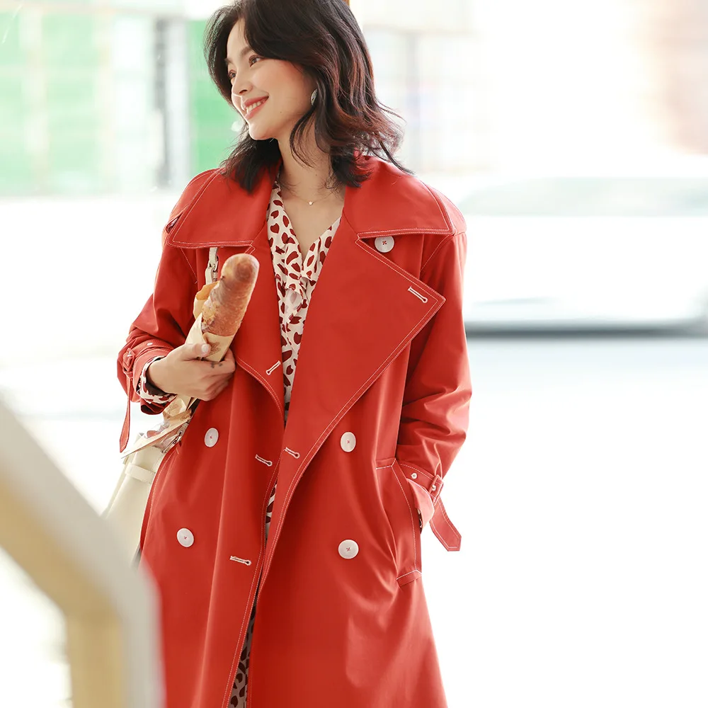 Autumn Women's Lapel Double Breasted Long Windbreaker Coat Casual Jackets Coat Loose Overcoat
Autumn Women's Lapel Double Breasted Long Windbreaker Coat Casual Jackets Coat Loose Overcoat