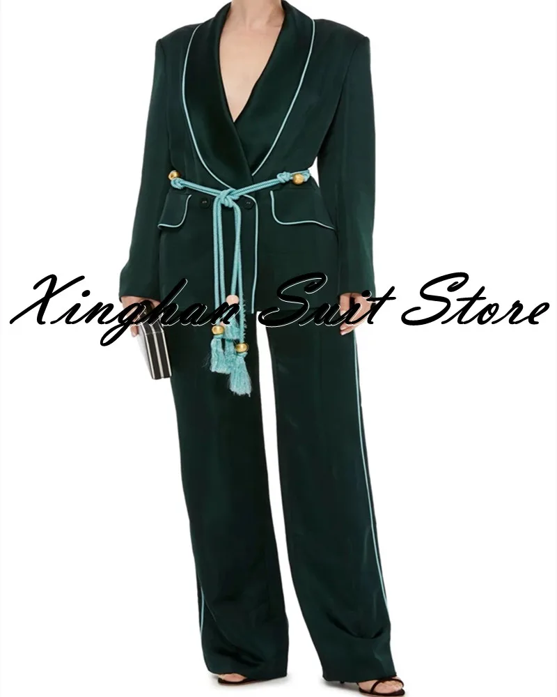 Hot Sale Green Satin Shawl Lapel Double-breasted Women Slim Fit Suits Work Office Ladies Professional Trouser 2 Pcs Formal Wear
Hot Sale Green Satin Shawl Lapel Double-breasted Women Slim Fit Suits Work Office Ladies Professional Trouser 2 Pcs Formal Wear