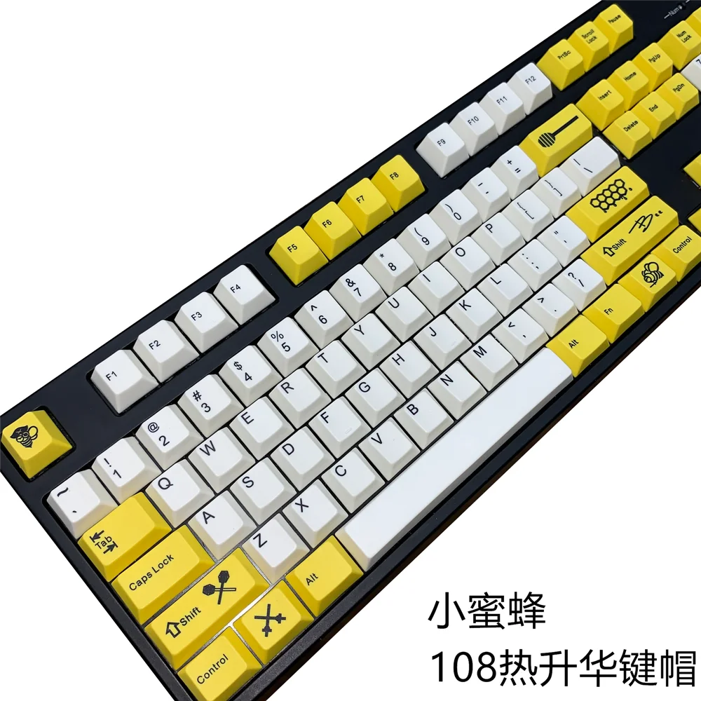

Bee Dye Sublimation PBT Keycap 104+ Personalized Cherry Profile Key Cap for Mechanical Keyboard Compatibility Ajazz RK FILCO