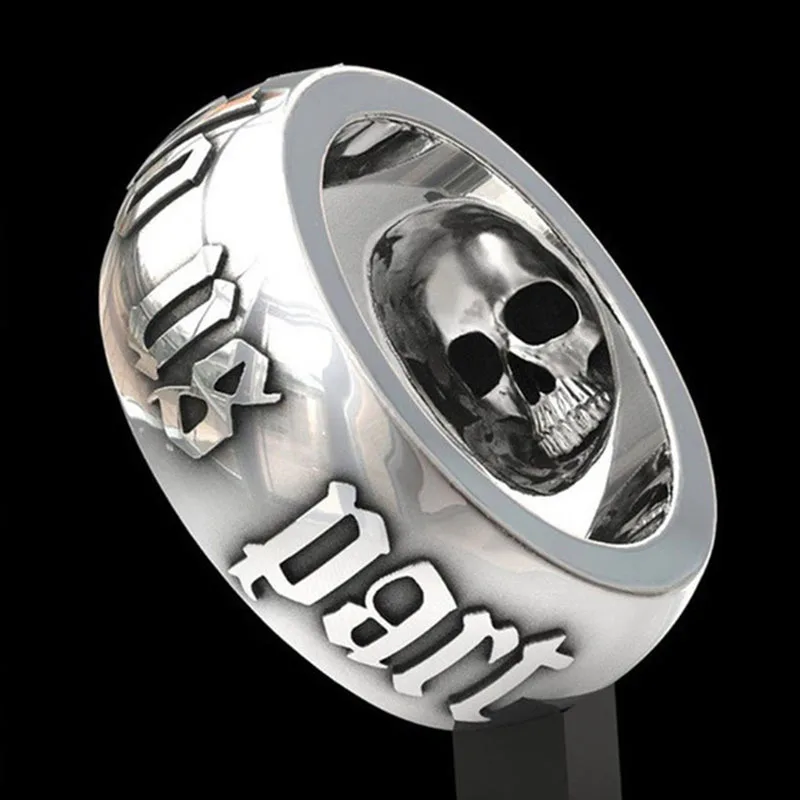 Для мужчин s кольцо очень креативны к смерти череп для панков серебристо черное