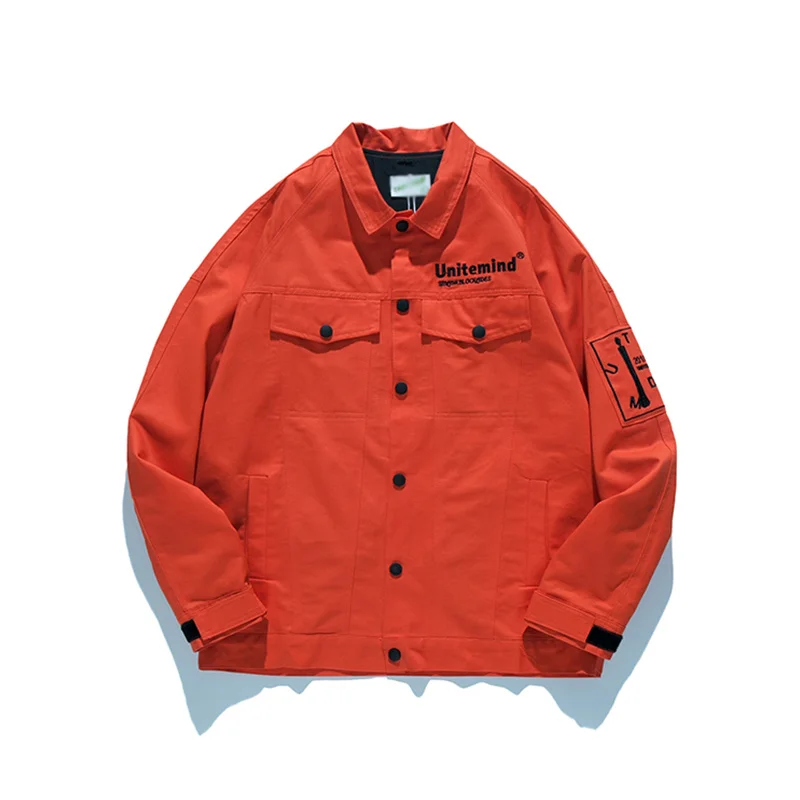 Spring Tooling Embroidery Jacket Men's Brand American European and American Street Loose Retro Multi-pocket Letter Lapel Jacket 
Spring Tooling Embroidery Jacket Men's Brand American European and American Street Loose Retro Multi-pocket Letter Lapel Jacket