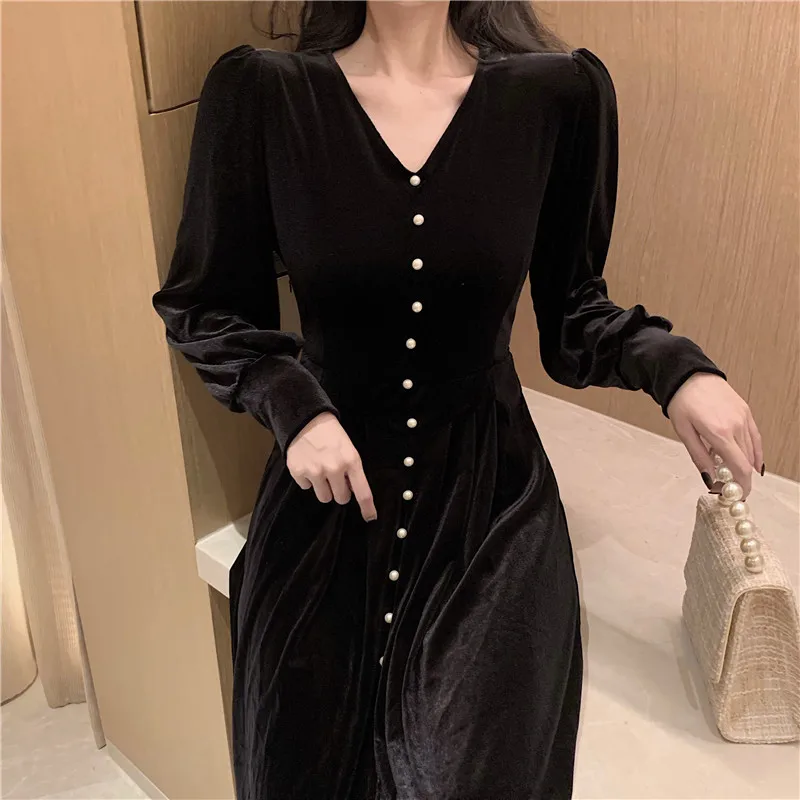 French Vintage Elegant Dress Women V-neck Chic Puff Sleeve Office Lady Female Korean Style 2020 Autumn Women's Clothing
French Vintage Elegant Dress Women V-neck Chic Puff Sleeve Office Lady Female Korean Style 2020 Autumn Women's Clothing