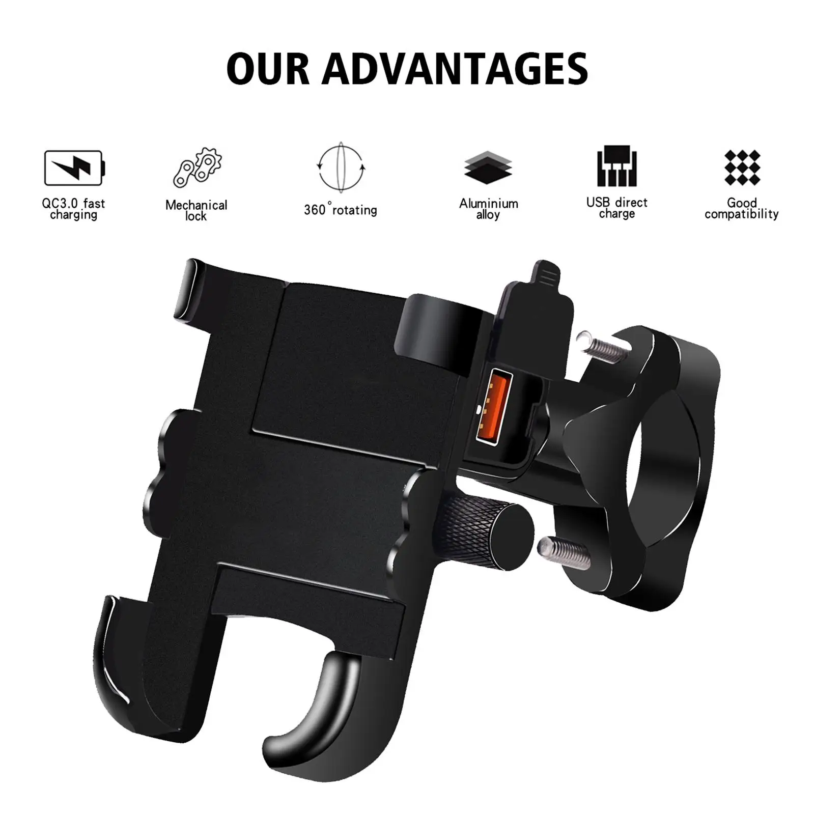 Universal QC 3.0 USB Motorcycle Charger Phone Holder Waterproof 12V MotorBike Mobile Phone Mount Power Adapter Handlebar
Universal QC 3.0 USB Motorcycle Charger Phone Holder Waterproof 12V MotorBike Mobile Phone Mount Power Adapter Handlebar