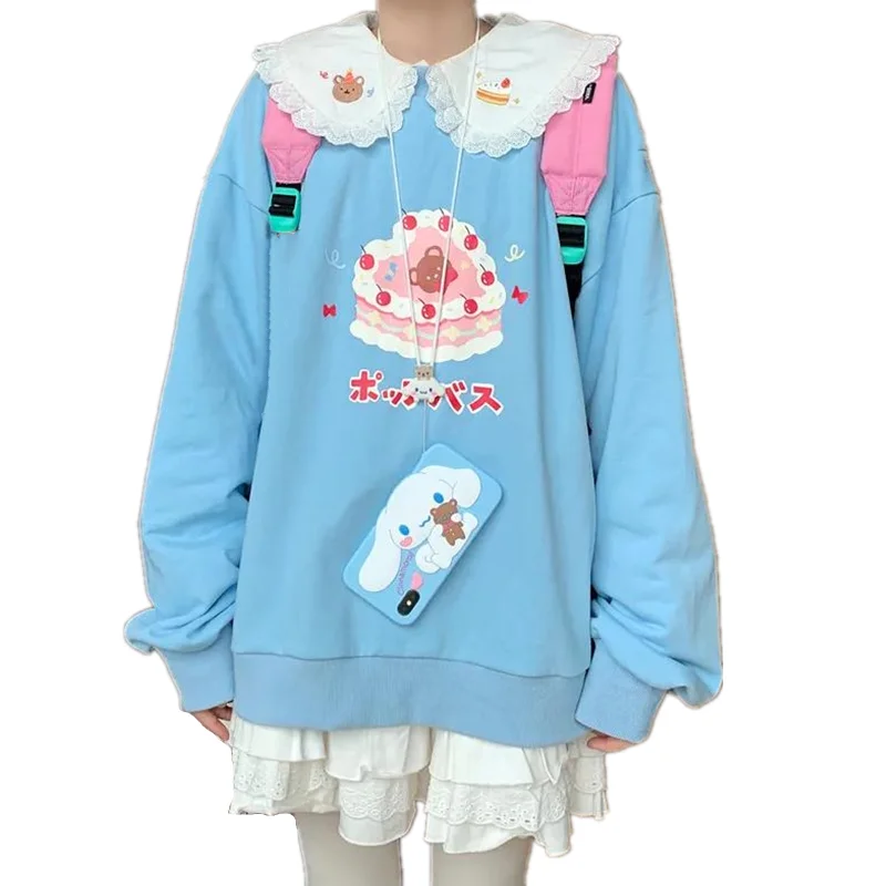 Preppy Style Sweet Kawaii Bear Embroidery Hoodies Lace Ruffles Peter Pan Collar Cute Pullovers Sweatshirt Cherry Cake Print Tops
Preppy Style Sweet Kawaii Bear Embroidery Hoodies Lace Ruffles Peter Pan Collar Cute Pullovers Sweatshirt Cherry Cake Print Tops