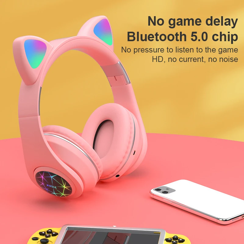 M2 Wireless Bluetooth 5.0 Cat Ear Headphones With LED Flash Light Usage Mode Bluetooth Aux Pairing / TF Card / 3.5mm Audio Jack
M2 Wireless Bluetooth 5.0 Cat Ear Headphones With LED Flash Light Usage Mode Bluetooth Aux Pairing / TF Card / 3.5mm Audio Jack