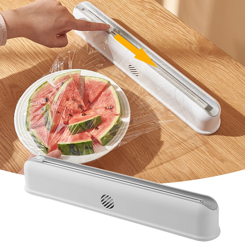 Punch-free Fixing Food Wrap Dispenser Cutter Foil Cling Film Wrap Dispenser Plastic Sharp Cutter Storage Holder Kitchen Tool
Punch-free Fixing Food Wrap Dispenser Cutter Foil Cling Film Wrap Dispenser Plastic Sharp Cutter Storage Holder Kitchen Tool