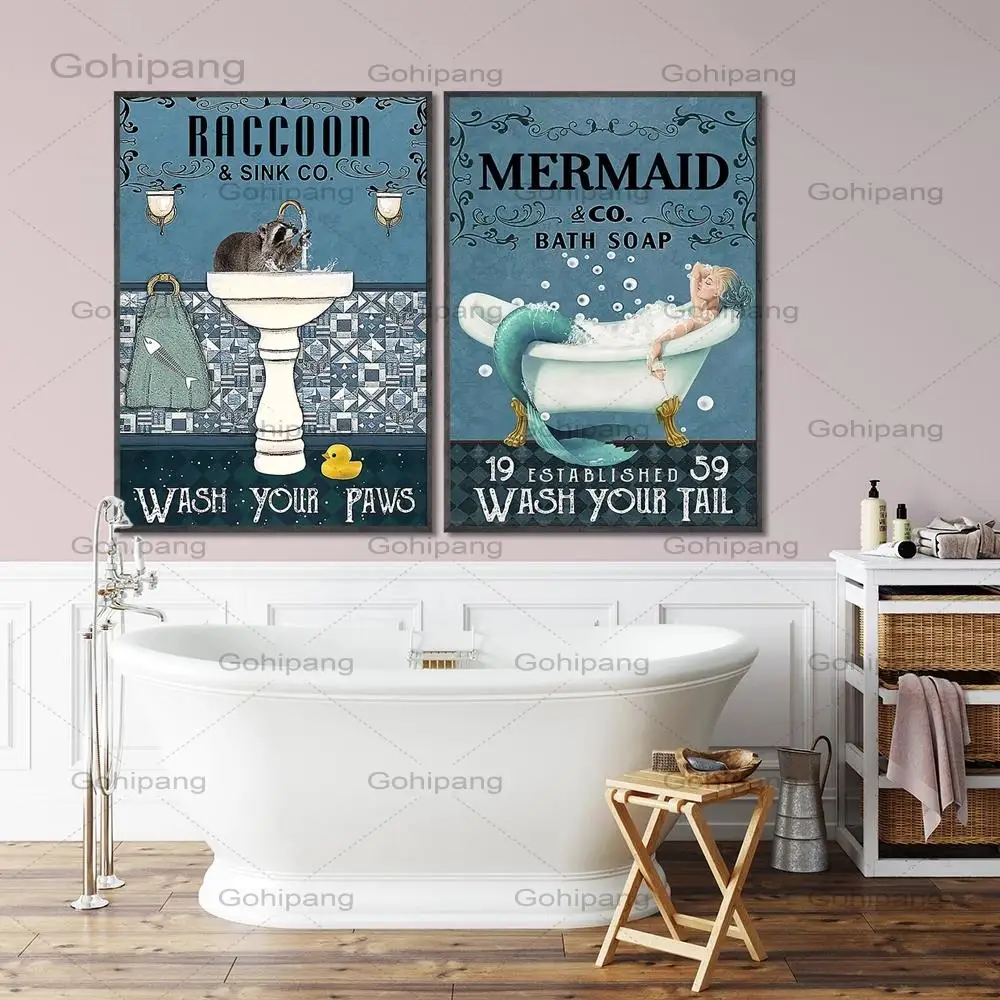 Mermaid & Bath Soap Poster Wash Your Paws Art Print Vintage Love Raccoon Artwork Funny Bathroom Canvas Painting Home Decor
Mermaid & Bath Soap Poster Wash Your Paws Art Print Vintage Love Raccoon Artwork Funny Bathroom Canvas Painting Home Decor