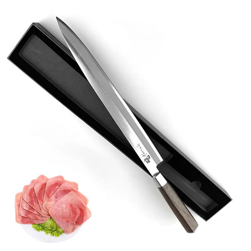 

Японский нож, качественный кухонный нож сашими из высокоуглеродистой стали, для нарезки рыбы, суши, филлейтинга, кухонные ножи с деревянной ...