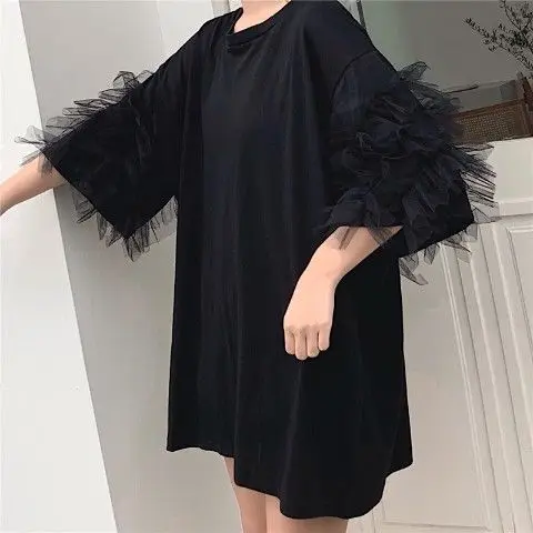 150.00kg extra large size women's new mesh stitching half sleeve jacket student fat mm loose long T-shirt women
150.00kg extra large size women's new mesh stitching half sleeve jacket student fat mm loose long T-shirt women
