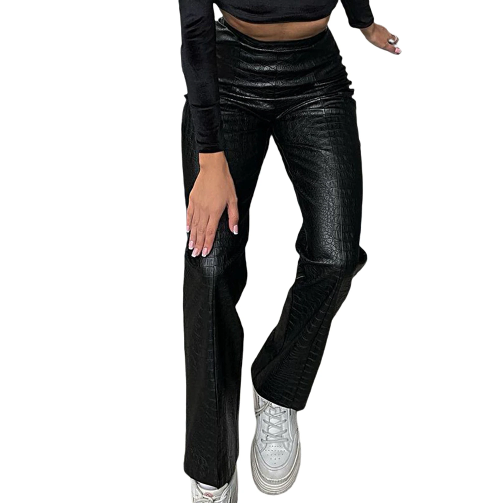 Women Clothing Simple Style Slit Pants Black Solid Color High Waist Leather Trousers with Zipper Closure S/ M/ L
Women Clothing Simple Style Slit Pants Black Solid Color High Waist Leather Trousers with Zipper Closure S/ M/ L