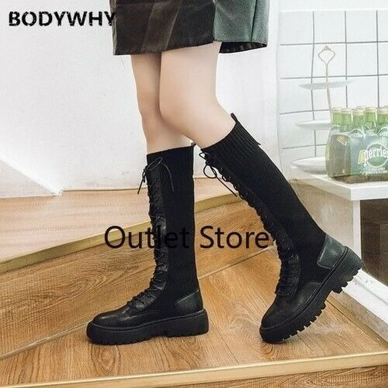 Женские высокие сапоги до колена, черные сапоги на шнуровке, на платформе, для ночного клуба, Осень-зима
Женские высокие сапоги до колена, черные сапоги на шнуровке, на платформе, для ночного клуба, Осень-зима