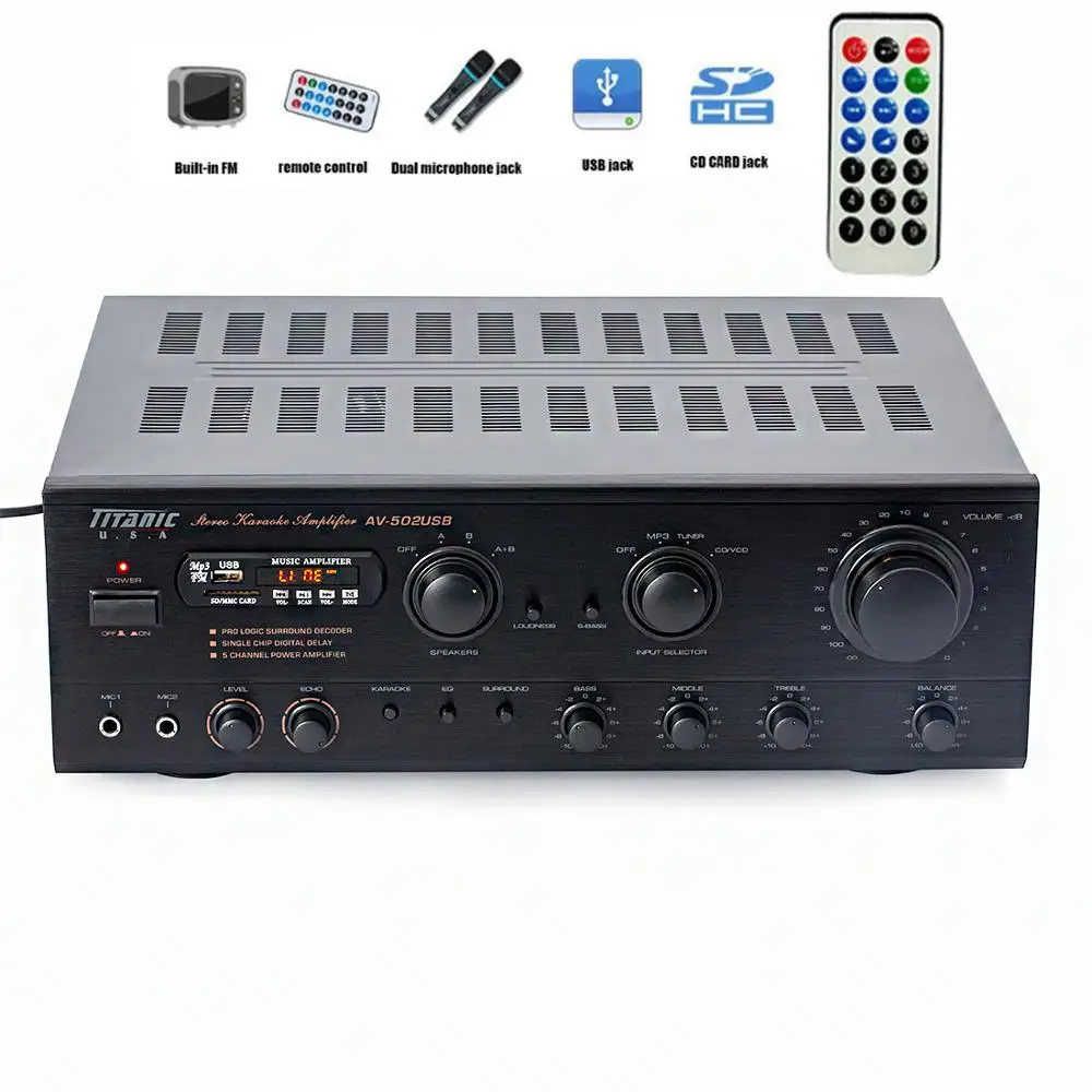 Усилитель высокой мощности Sunbuck 7 1 каналов 1100 Вт FM-радио USB SD-карта