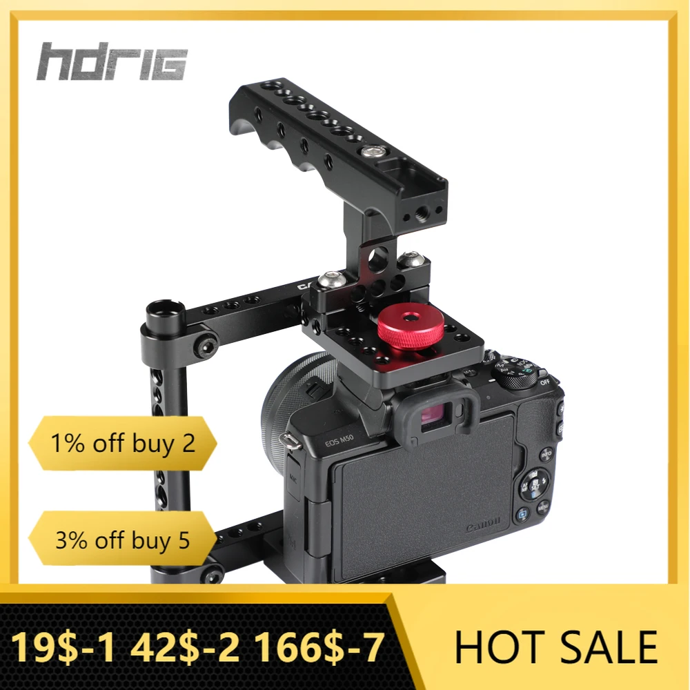 HDRIG Camera Cage Rig Kit with Top Cheese Handle Grip for Canon M50 80D Nikon D7000 A7II GH5 5D MarkII
HDRIG Camera Cage Rig Kit with Top Cheese Handle Grip for Canon M50 80D Nikon D7000 A7II GH5 5D MarkII