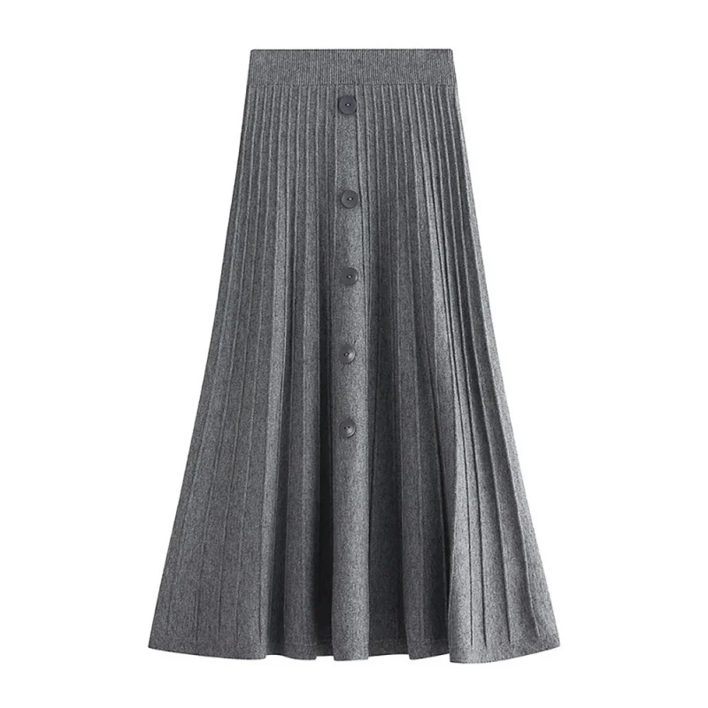Winter Skirt High Waist Solid Color Skirt Women Stretch Single-breasted Knit Skirt Pleated Skirt
Winter Skirt High Waist Solid Color Skirt Women Stretch Single-breasted Knit Skirt Pleated Skirt