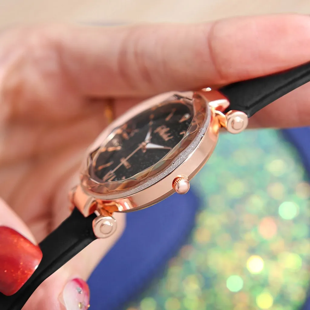 Модные роскошные часы мужские женские звезды Little Point матовые кварцевые с кожаным