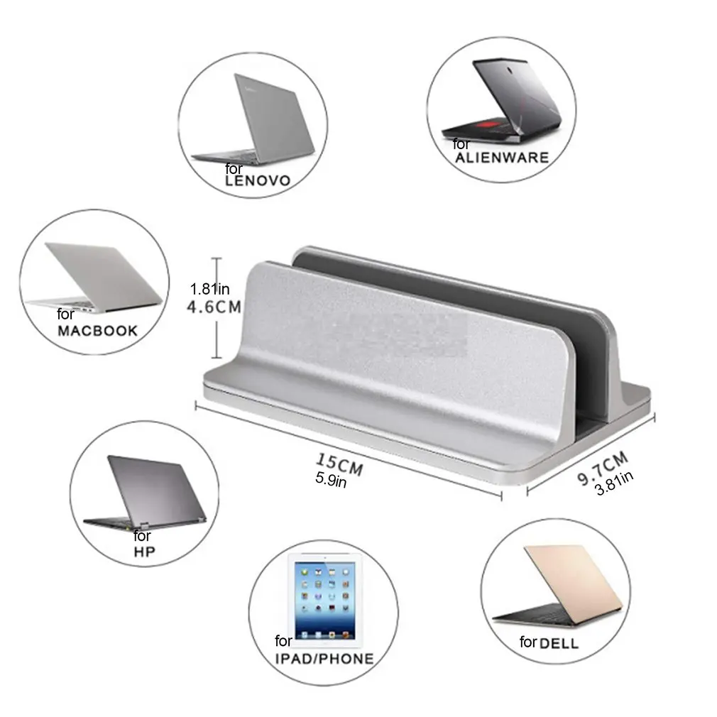 Vertical Laptop Stand For Macbook Air Pro 13 15 Desktop Aluminum Stand With Adjustable Dock Size For Surface Chromebook 
Vertical Laptop Stand For Macbook Air Pro 13 15 Desktop Aluminum Stand With Adjustable Dock Size For Surface Chromebook
