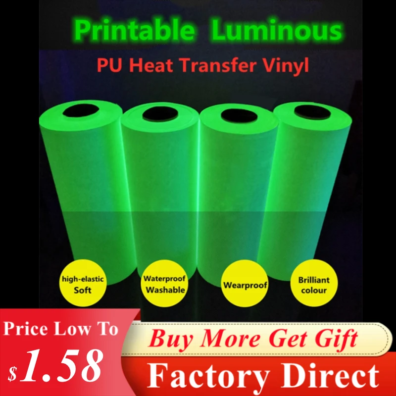 PU Luminous Printing Glow In the Dark HTV Lettering Film For Iron On T-Shirt Bags Garment Fabric DIY Printable Luminous Vinyl
PU Luminous Printing Glow In the Dark HTV Lettering Film For Iron On T-Shirt Bags Garment Fabric DIY Printable Luminous Vinyl