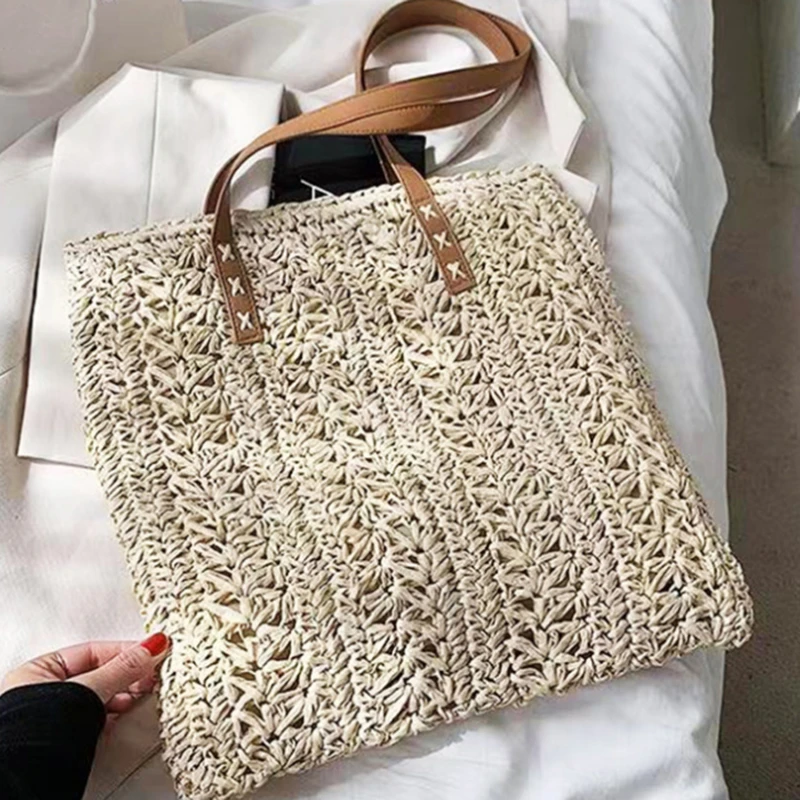 Hollow Straw Beach Bag Handmade Woven Shoulder Bag Raffia Rattan Shopping Travel Bag Bohemian Summer Vacation Casual Tote Square
Hollow Straw Beach Bag Handmade Woven Shoulder Bag Raffia Rattan Shopping Travel Bag Bohemian Summer Vacation Casual Tote Square