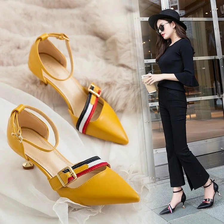 Version of The Fashion Pointed Shallow Mouth Buckle High Heels Sexy Word with Sandals Fine with Professional OL Women's Shoes
Version of The Fashion Pointed Shallow Mouth Buckle High Heels Sexy Word with Sandals Fine with Professional OL Women's Shoes