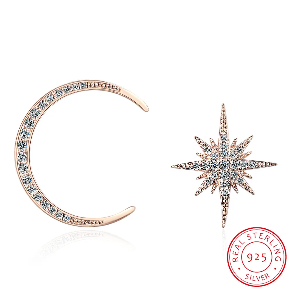 925 Sterling Silver Zircon Diamond Moissanite Asymmetry Star Moon Stud Earring for Women Sparkling Wedding Party Fine Jewelry
925 Sterling Silver Zircon Diamond Moissanite Asymmetry Star Moon Stud Earring for Women Sparkling Wedding Party Fine Jewelry