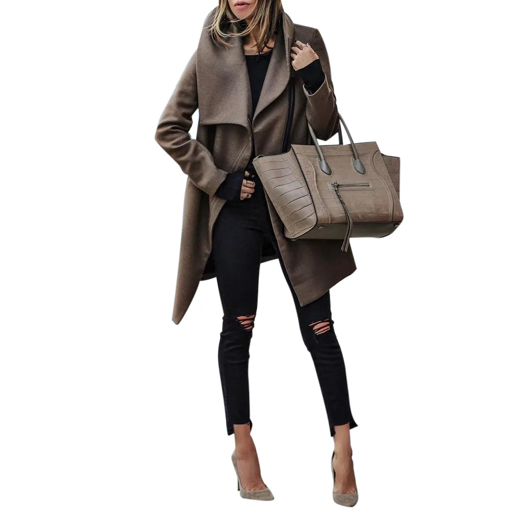 Women Winter Coats 2019 Autumn and Winter New Large Size Women's Solid Color Lapel Loose Long Double-sided Wool Coat Female
Women Winter Coats 2019 Autumn and Winter New Large Size Women's Solid Color Lapel Loose Long Double-sided Wool Coat Female