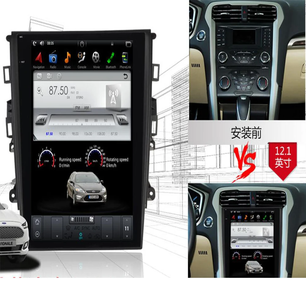 Tesla стиль чистый Android 9 0 12 1 "автомобиль без DVD плеер GPS навигации для Ford Mondeo Fusion MK5