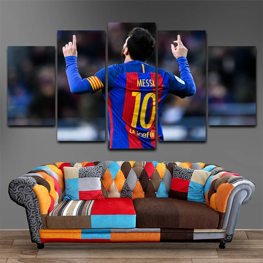 5 шт. Fc Barcelona Месси печатные картины холст для жизни Аватар wall art HD печати Декор