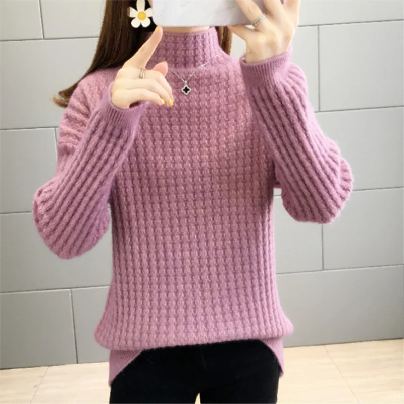 Autumn Winter Thick Half High Collar Knitted Sweater Women Loose Solid Color Half Turtleneck Long Sleeve Pullovers Tops Female
Autumn Winter Thick Half High Collar Knitted Sweater Women Loose Solid Color Half Turtleneck Long Sleeve Pullovers Tops Female