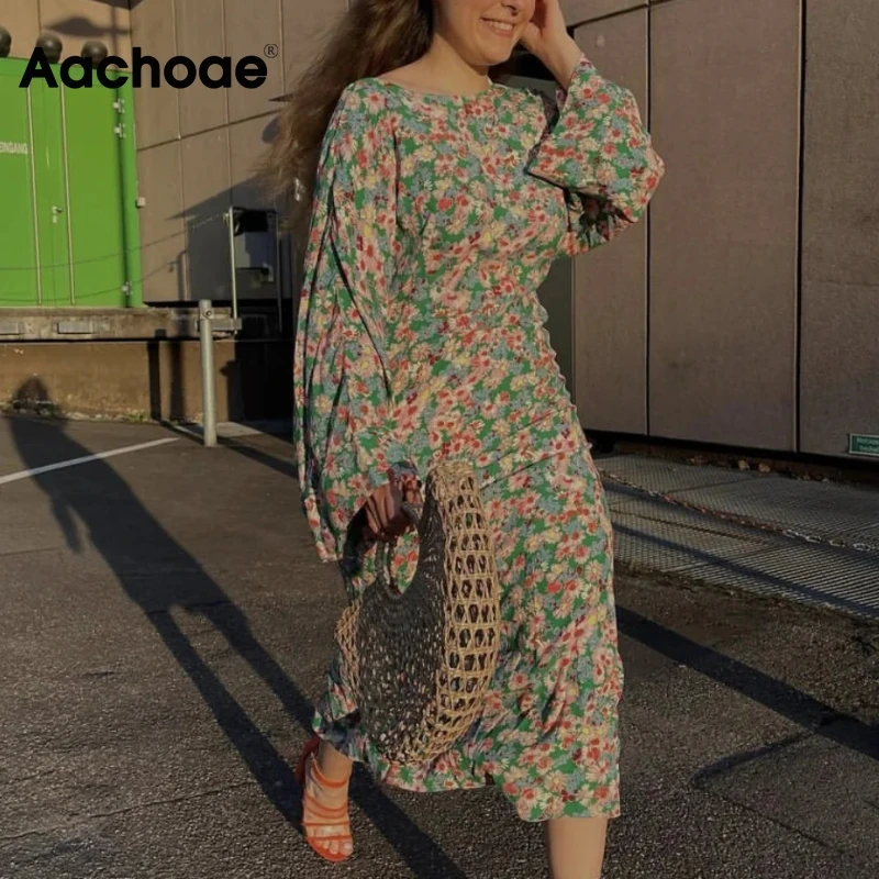 Aachoae Women Elegant A Line Long Dresses Vintage Floral Printed Batwing Long Sleeve Midi Dress Ladies Chic Backless Dresses
Aachoae Women Elegant A Line Long Dresses Vintage Floral Printed Batwing Long Sleeve Midi Dress Ladies Chic Backless Dresses