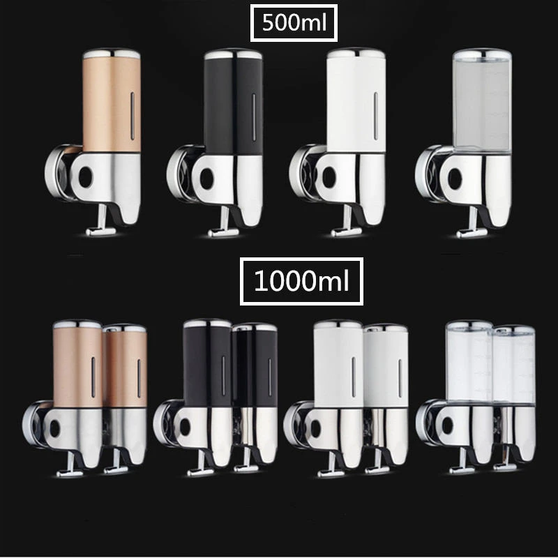 

500ML / 1000ML Liquid Soap Dispenser Wall Mounted Plastic Shampoo Shower Gel Dispensers Hand Sanitizer For Home Kitchen Bathroom