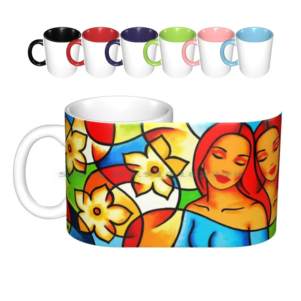 

" Friends Forever " By Ekaterina Moré / Ekaterina More Ceramic Mugs Coffee Cups Milk Tea Mug Colors Colorful Ekaterinamore