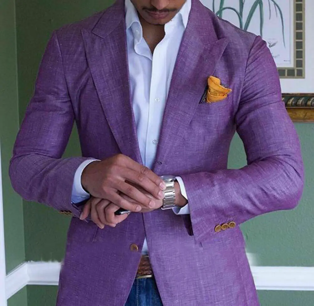 Purple Men's Linen Suits Summer Beach Jacket Slim Fit Suits For Men Tuxedo Groom Suits For Men Wedding Groomsman 1 PC
Purple Men's Linen Suits Summer Beach Jacket Slim Fit Suits For Men Tuxedo Groom Suits For Men Wedding Groomsman 1 PC