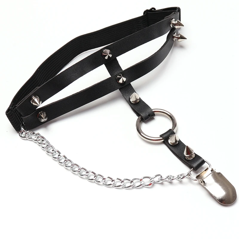 Goth Punk Women's Harness Garter Belt Bondage Thigh Metal Chain Suspenders Stockings Erotic Leg Ring Sexy Lingerie Pub Band Wear 
Goth Punk Women's Harness Garter Belt Bondage Thigh Metal Chain Suspenders Stockings Erotic Leg Ring Sexy Lingerie Pub Band Wear