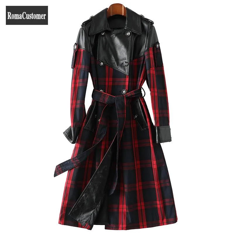 Autumn New Womens Double Breasted Long Trench Lace Up Sheepskin Spliced France Style Female Mixed Colors Plaid Vintage Coat
Autumn New Womens Double Breasted Long Trench Lace Up Sheepskin Spliced France Style Female Mixed Colors Plaid Vintage Coat