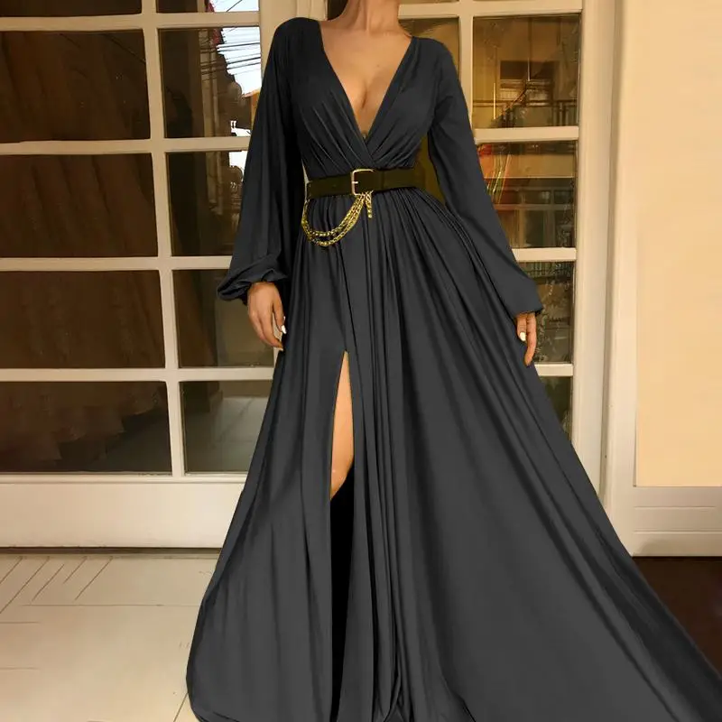 VONDA 2021 Women Maxi Dresses Autumn High Slit Hem Solid Dresses Long Sleeve V Neck Party Vestidos Oversized Split Robes
VONDA 2021 Women Maxi Dresses Autumn High Slit Hem Solid Dresses Long Sleeve V Neck Party Vestidos Oversized Split Robes
