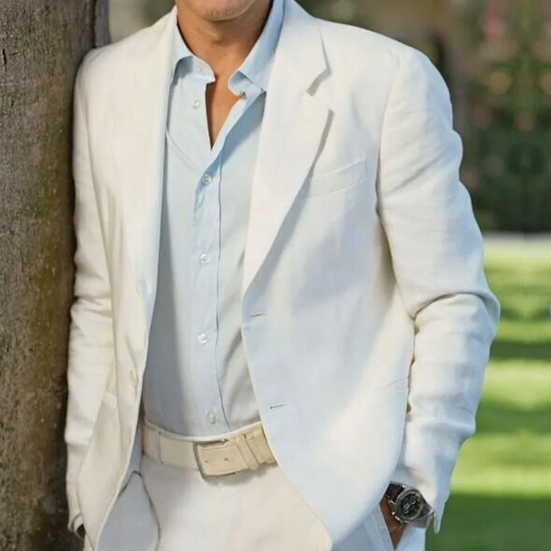 Ivory Men White Linen Suit Two Button Groom Tuxedo Notch Lapel Wedding Prom Party Suit Custom 2 PCS Blazer & Pants
Ivory Men White Linen Suit Two Button Groom Tuxedo Notch Lapel Wedding Prom Party Suit Custom 2 PCS Blazer & Pants