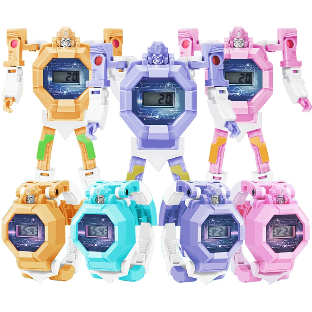 Часы-робот 2 в 1 цифровые электронные 9 цветов для мальчиков и девочек |