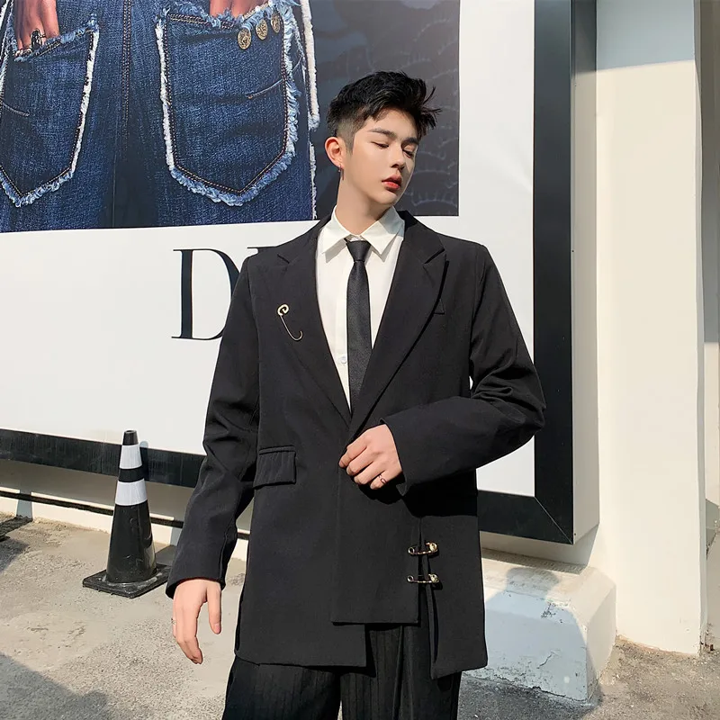 Мужская Уличная мода хип-хоп винтажный костюм Блейзер Куртка Верхняя одежда